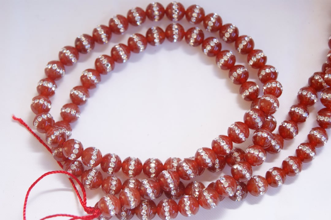 Perline Corniole Rosse Tonde Piatte 8mm – Filo Da 45 Perline – Charming Beads