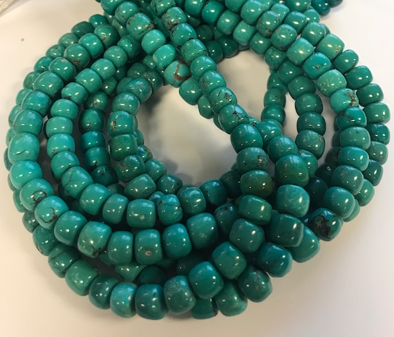 100% Natural Turquoise (9-10)x(6-8)mm Barrel Gemstone Beads