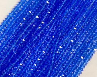 ブルークォーツ 6 x 3 mm ファセットロンデル宝石ビーズ - 15.5 インチ