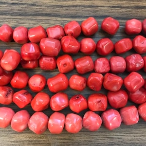 coral 10-16mm nugget Gemstone Beads -15.5 inch strand