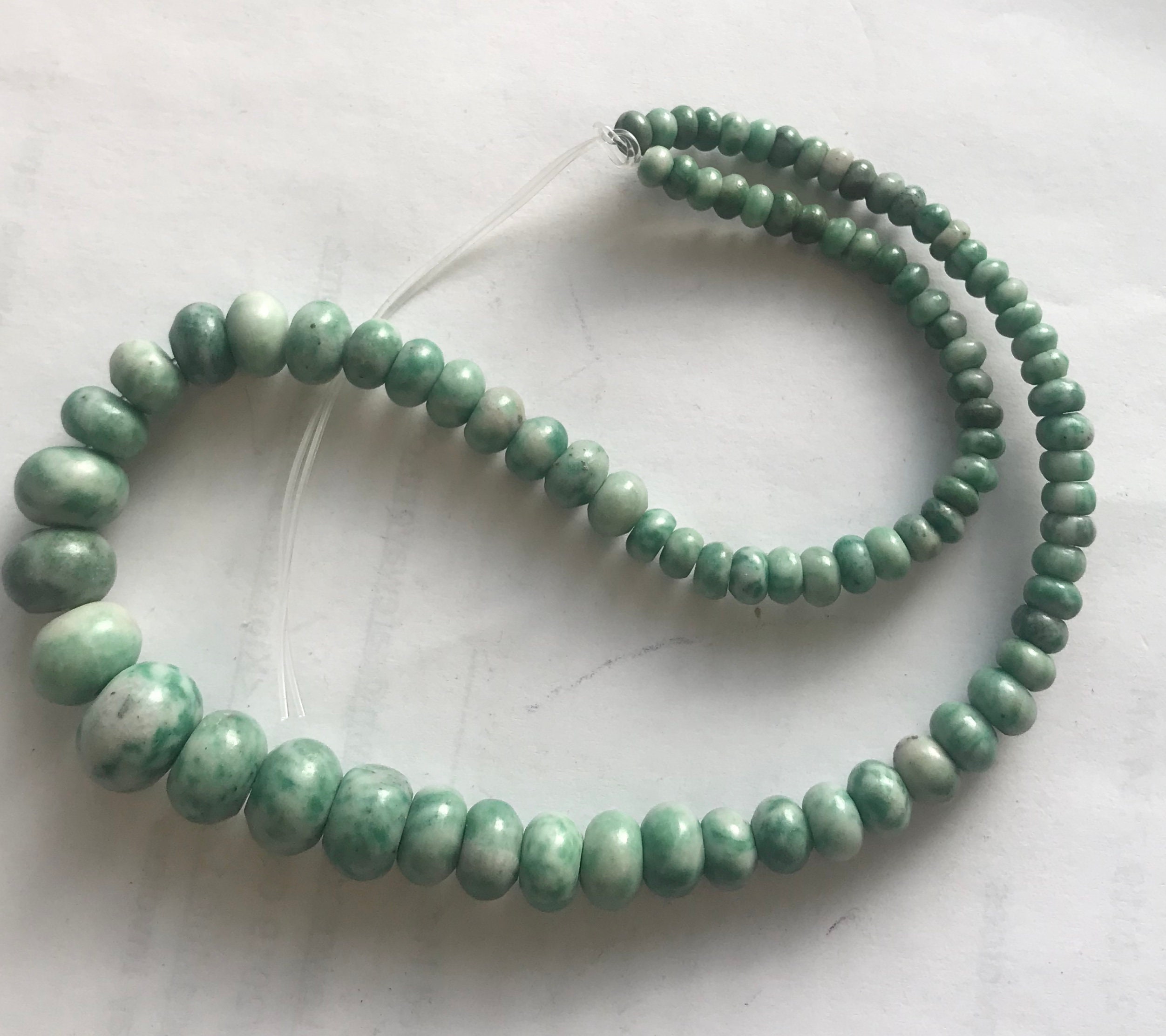 natural chinese jad 5x3mm-14x10mm graduated rondelle  Gemstone Beads - 15.5 inch strand