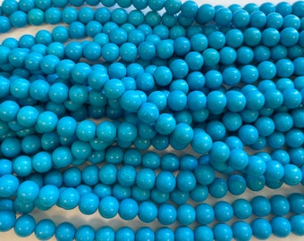 dyed turquoise 8mm round gemstone beads- - 15.5 inch strand