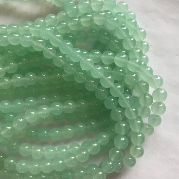 Green Chalcedony 4mm 6mm 8mm 10mm Round Gemstone Beads - 15.5 inches strand