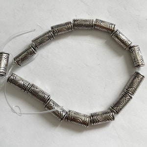 Silver Plated Copper 12x6mm Tube Copper beads/7 inch strand