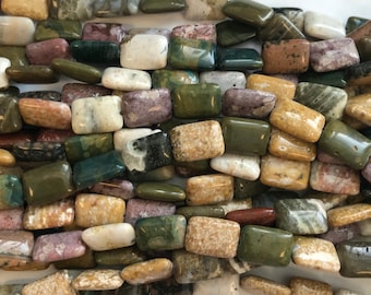 Ocean Jasper 14x10x5mm 18x13x6mm Flat Rectangle Gemstone beads -- 15.5 inch strand