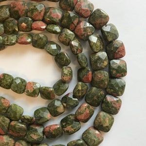 unakite 10x5mm 12x6mm faceted square gemstone beads--15.5&quot;