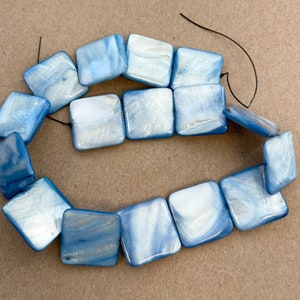 shell 24x5mm flat square monther of pearl beads--15.5 inch strand