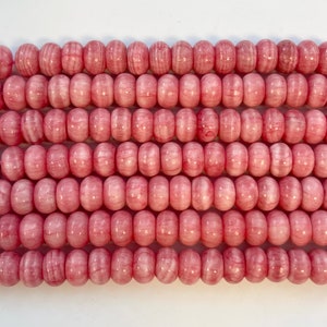 Rhodochrosite Jade 14x9mm Rondelle Gemstone Bead-~ -15.5 inch strand