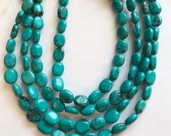 Natural Stabilized Turquoise 8x6x4mm Oval Gemstone Bead-~ -15 inch strand-