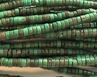 green turquoise 4x(2-3)mm heshi gemstone beads--15.5 inch strand