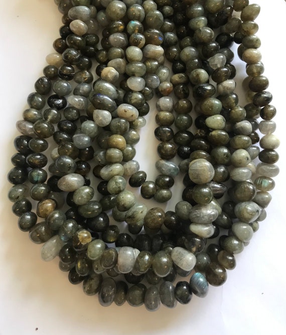 Labradorite Smooth Nugget Shaped Natural Gemstone Bead-(9-12)x(5