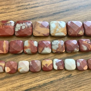 Natural Moukaite Assorted Size Faceted Flat Square Gemstone Beads -15.5 inch strand