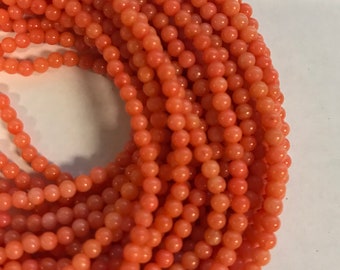 orange coral 3mm round gemstone Bead -15.5 inch strand 1 strand/3 strands