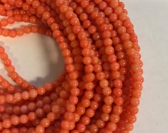 orange coral 3mm round gemstone Bead -15.5 inch strand 1 strand/3 strands