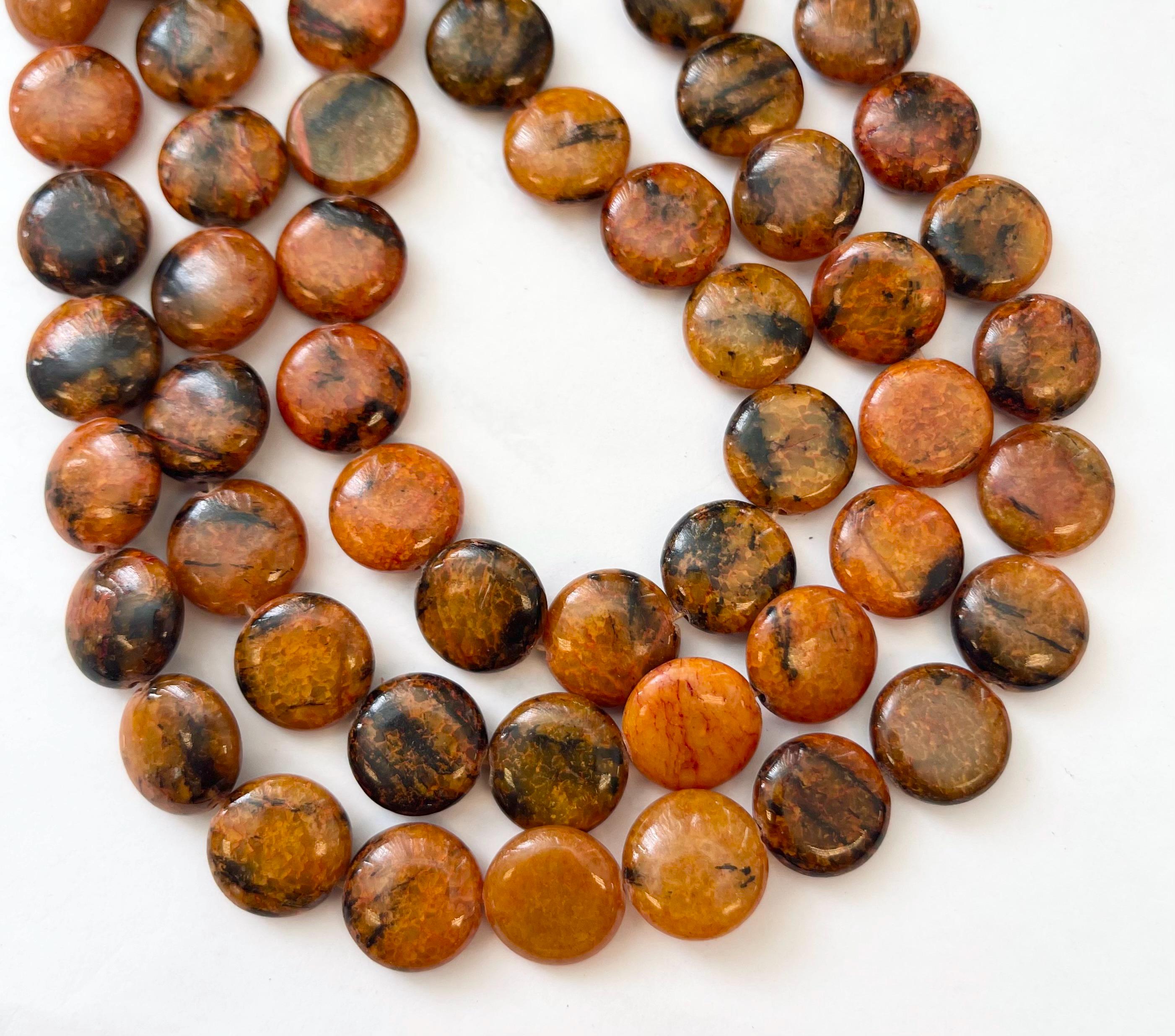 Giada Colore Arancione Ovale Piatto Sfaccettato Pietre Dure In Filo Gioielli | Sara Jewelry - Foto 10