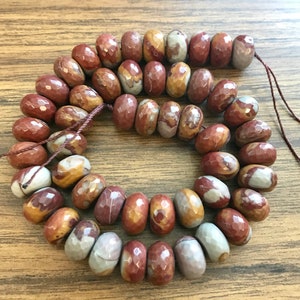 Natural Moukaite 14x8mm 16x10mm 18x12mm Faceted Rondelle Gemstone Beads -15.5 inch strand