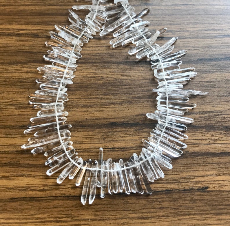 2-3mm 12-30mm x Natural clear quartz stick Gemstone Beads--15.5--1 strand3 strands