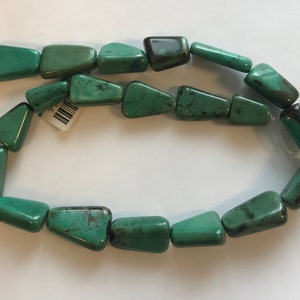 Stabilized Turquoise (18-28)x(12-16)x(5-10)mm Flat Trapezoid Gemstone Beads---15.5 inch strand