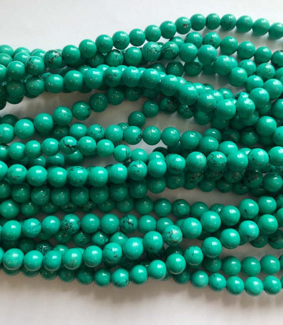 Perles Turquoise Rondes 10 Mm – Lot De 6 Pierres Fines Naturelles, 45 Carats