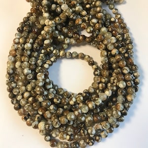 natural fire agate 6mm round Gemstone Beads - 15.5 inches strand