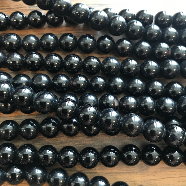 Black Onyx Round 4mm 6mm 8mm 10mm 12mm 14mm Gemstone Beads-15.5 inch Strand
