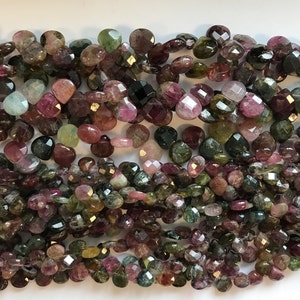 natural tourmaline faceted teardrop Beads 6x6mm 8x8mm---7 inch strand