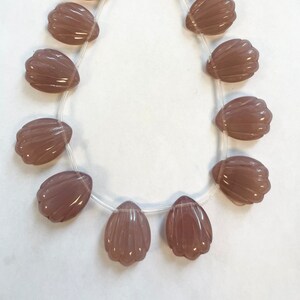 Chalcedony 20x15x10mm Carved Teardrop Gemstone Beads -- 10 Beads