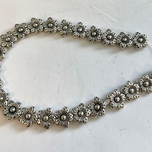 Silver Plated Copper 8x3mm Flower Copper beads/7 inch strand