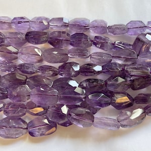 natural amethyst (13-20)x(12-13)x(7-12)mm faceted nugget gemstone beads--7.5 inch strand