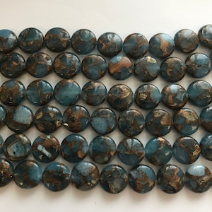 golden aqua quartz 18x6mm n20x6mm coin gemstone beads--15.5"
