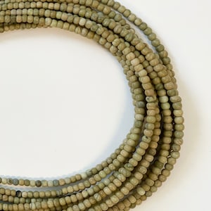 Natural Green Jasper 4x3mm rondelle gemstone beads --15.5  inch strand