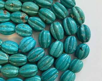 Turquoise 20x15mm caeved oval gemstone Bead -15.5 inch strand