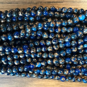Golden Blue Quartz 6mm 8mm 10mm smooth round gemstone beads--15.5&quot;