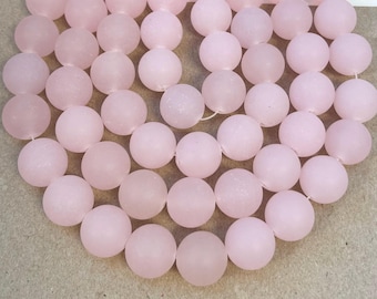 pink chalcedony 18mm matt round gemstone bead -15.5 inch strand