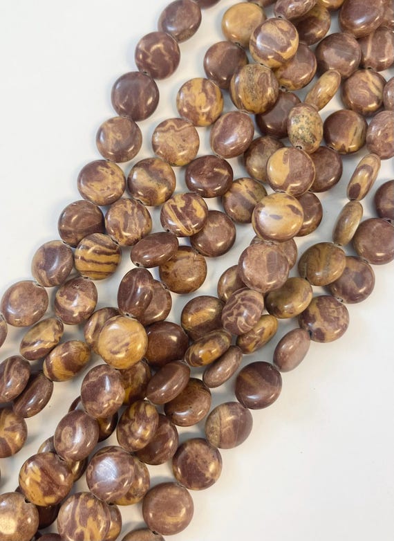Brown Jasper 12x5mm Flat Coin Gemstone Bead--15.5 Inch Strand- - Etsy
