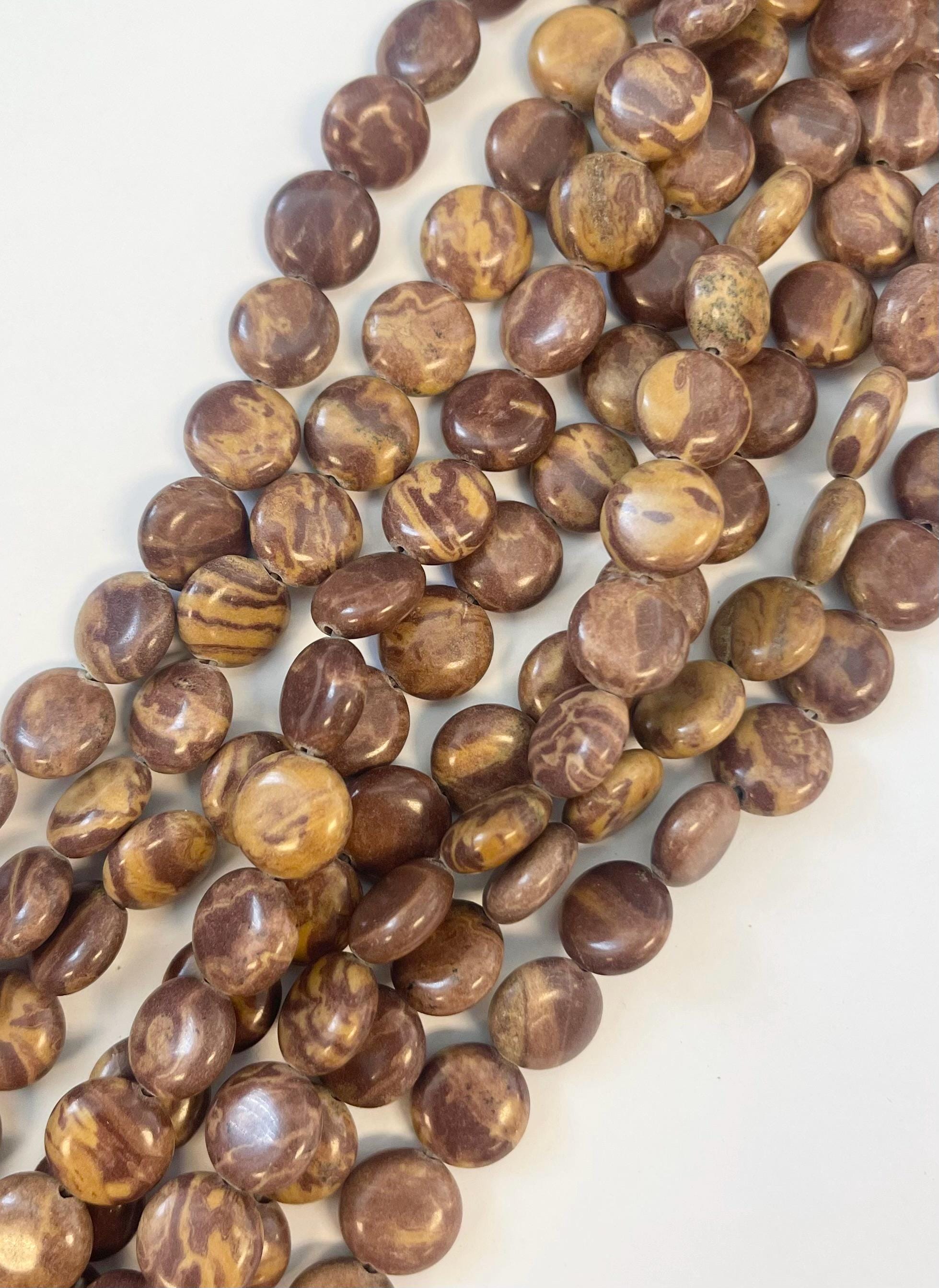 Brown Jasper 12x5mm Flat Coin Gemstone Bead--15.5 Inch Strand- - Etsy