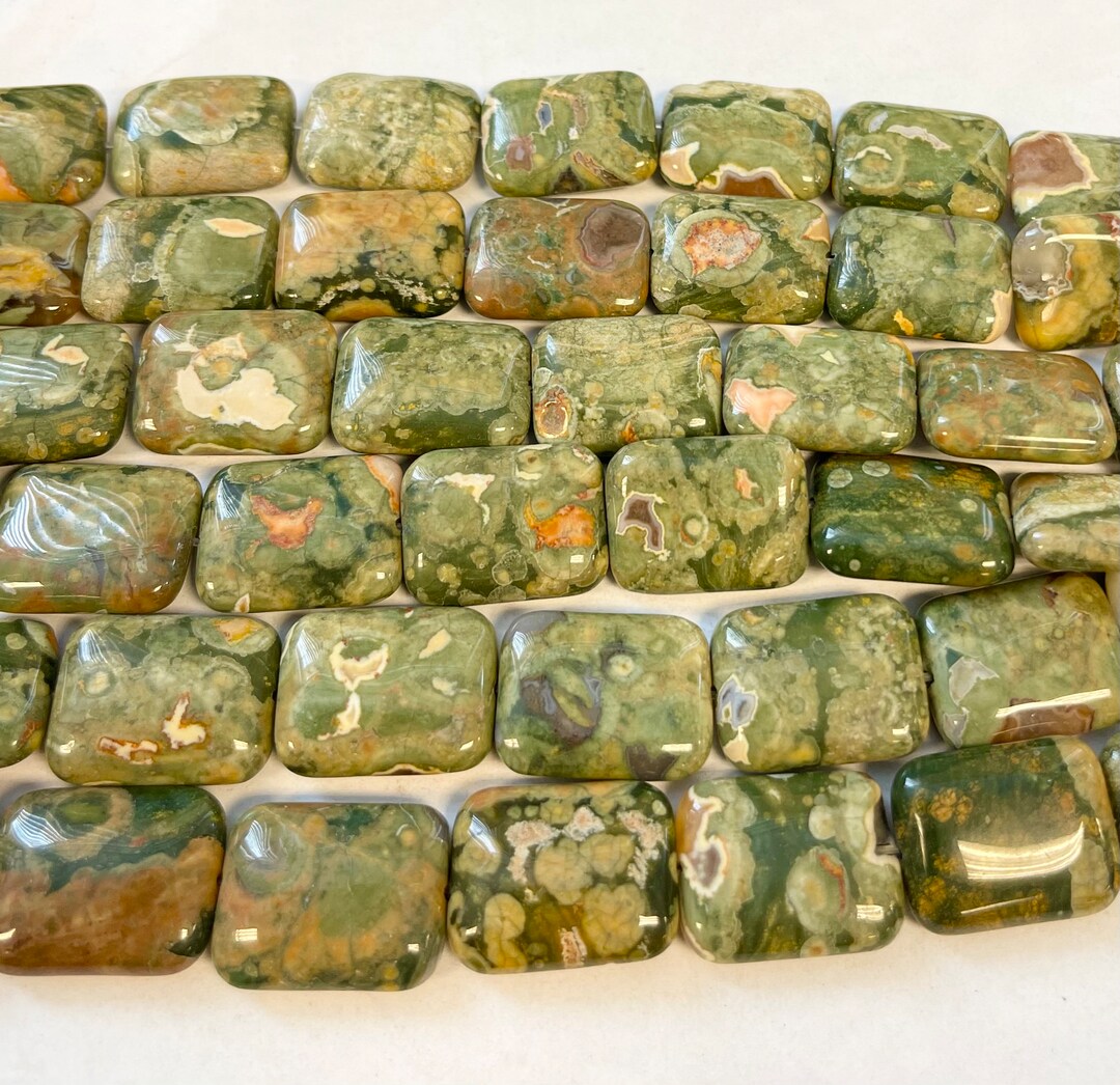 Natural Rhyolite 20x15x6mm Rectangle Gemstone Beads--15.5 Inch Strand ...