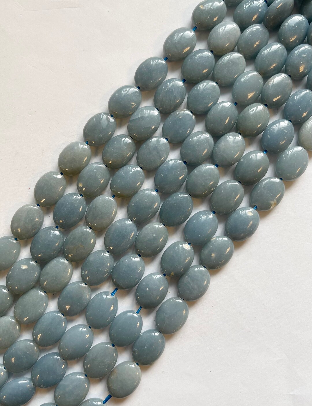 Natural Angilite 16x12x7mm Falt Oval Gemstone Bead- -- 15.5 Inch Strand ...