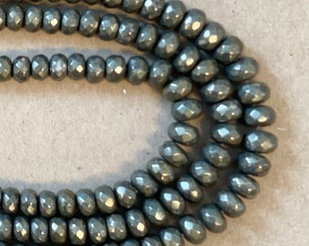 Pyrite Faceted Rondelle Natural Gemstone Bead-10x6mm~ -15.5 inch strand-