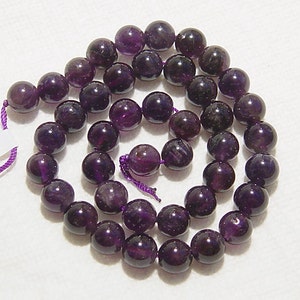 Amethyst Smooth Round Natural Gemstone Bead-6mm 8mm,11mm 14mm-15 inch strand-