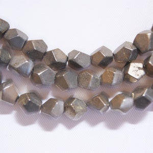 Pyrite Faceted Irregular Shaped Gemstone Bead-10mmx10mm~ -15.5 inch strand