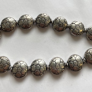 Silver Plated Copper 15x13x6mm Coin copper beads/7 inch strand/14 beads