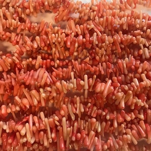 2-9mm Coral Pink Colored Chips Shaped Gemstone Bead - 15 inch strand