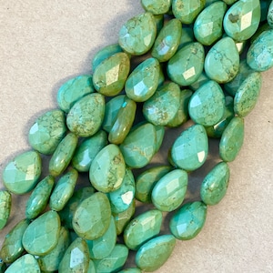 Green Turquoise 25x18x10mm Faceted Teardrop Gemstone Beads----8 beads