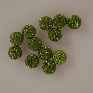 10 pcs 8mm 10mm 12mm 14mm green bling tone spacer crystal rhinestone pave ball beads #01