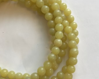 Natural Olives Jade  6mm Round Gemstone Beads--15.5"