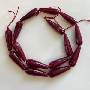 ruby jade Teardrop Gemstone Bead-30x10mm -15 inch strand-