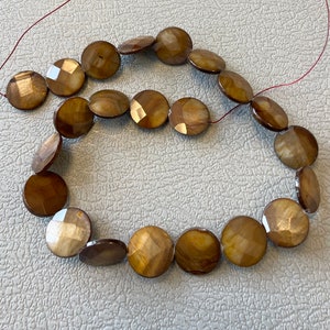 brown shell 8x3mm 12x3mm 15x3mm 18x4mm faceted flat coin shell Bead -15.5 inch strand