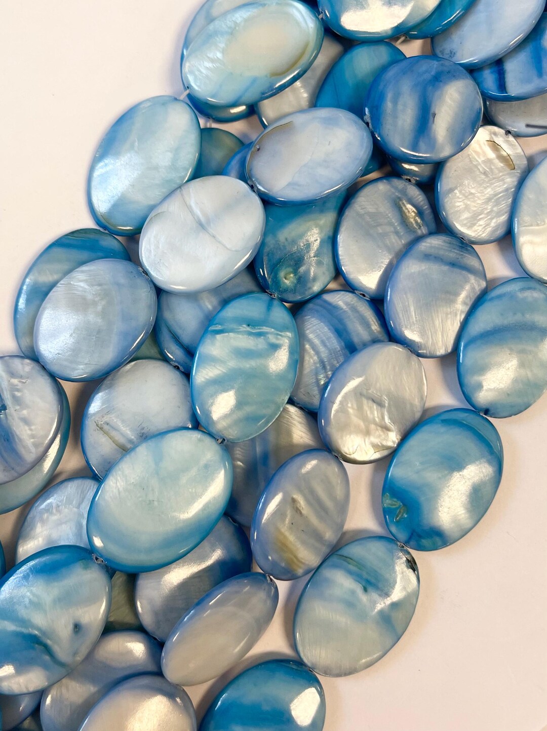 Shell 30x25x5mm Oval Shell Beads -15.5 Inch Strand - Etsy
