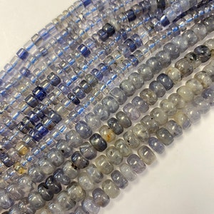 Lolite 5x3mm 7x4mm Rondelle Gemstone beads -- 6.5 inch strand